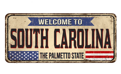 Fototapeta premium Welcome to South Carolina vintage rusty metal sign