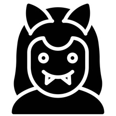 Cat girl avatar, Halloween costume vector icon