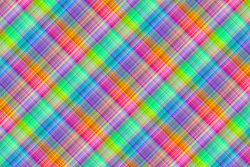 Seamless illustration of tartan plaid pattern. Checkered fabric texture print in pink, green and blue.