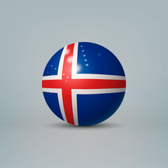 3d realistic glossy plastic ball or sphere with flag of Iceland