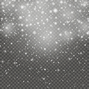 Christmas falling snow isolated on dark background.