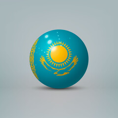 3d realistic glossy plastic ball or sphere with flag of Kazakhstan