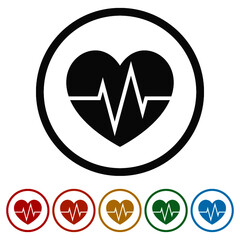 Heart rate ring icon, color set