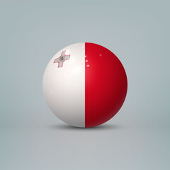 3d realistic glossy plastic ball or sphere with flag of Malta