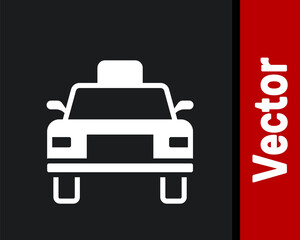 White Taxi car icon isolated on black background. Vector.
