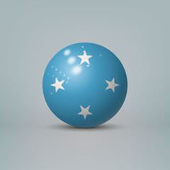 3d realistic glossy plastic ball or sphere with flag of Micronesia