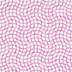 Seamless ornament. Modern background. Geometric modern pattern with red and pink wavy dotted lines
