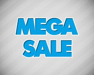Mega Sale blue banner in pop-art style. Illustration background