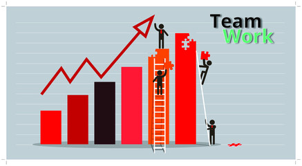 Business concept. Team metaphor. people connecting puzzle elements. Vector illustration flat design style. Symbol of teamwork, cooperation, partnership vector