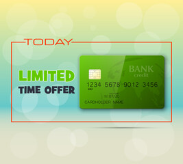 Biggest sale ever & credit bank card banner. Abstract sale background with plastic card icon. Advertising discount sale poster. online banking tag, Promotional Internet shopping sale brochure