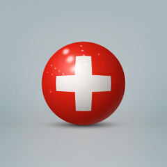Obraz premium 3d realistic glossy plastic ball or sphere with flag of Switzerland