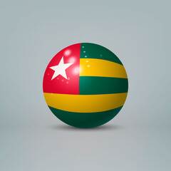 3d realistic glossy plastic ball or sphere with flag of Togo
