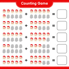 Counting game, count the number of Santa Claus and write the result. Educational children game, printable worksheet, vector illustration