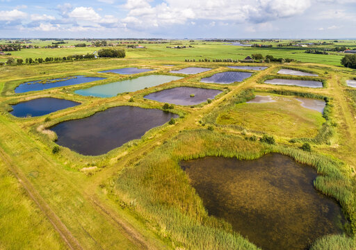 Aerial view of nature reserve Volgermeerpolder, Noord-Holland, Netherlands