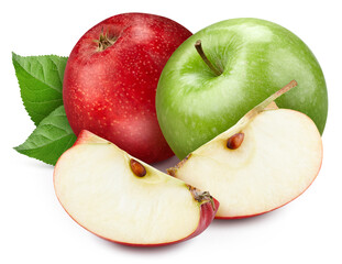 Fresh organic apple with leaves