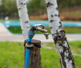 Garden faucet outdoors