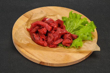 Raw beef meat sliced for cooking