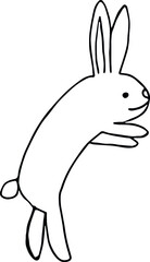 Cute Easter bunny hand drawn.  Single element for Easter design.  Vector doodle illustration isolated on white background.