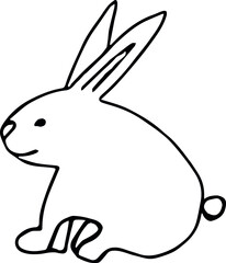 Cute Easter bunny hand drawn.  Single element for Easter design.  Vector doodle illustration isolated on white background.