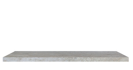 Empty top of natural cement  shelves isolated on white background. For product display
