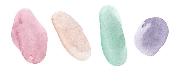 Set of watercolor abstract spots on a white background. For design.