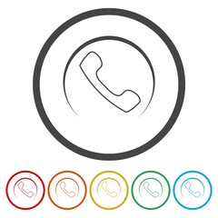 Telephone sign ring icon, color set