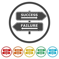 Failure or success signpost ring icon, color set