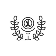 Winner medal icon. Award emblem symbol. Vector black icon.