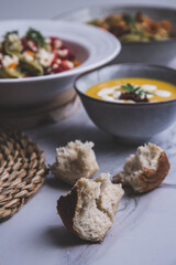 Pumpkin soup and pasta