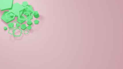green contours on pink background 3D render corner