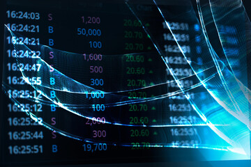 digital stock market screen for business technology blue background