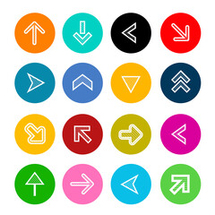 Arrows in Colorful Circles - Vector Arrow Symbol Set Isolated