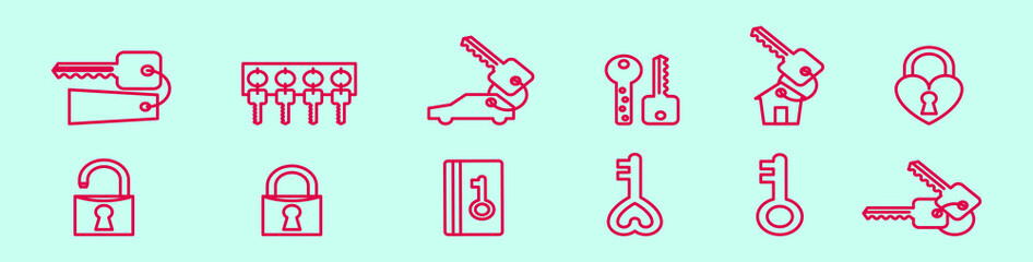 set of keys cartoon icon design template with various models. vector illustration isolated on blue background