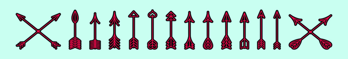 set of arrow cartoon icon design template with various models. vector illustration isolated on blue background