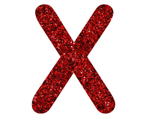 x letter logo, Alphabet Red Glitter Abc, 3d illustration