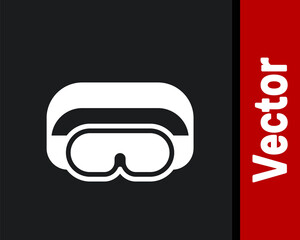 White Ski goggles icon isolated on black background. Extreme sport. Sport equipment. Vector.