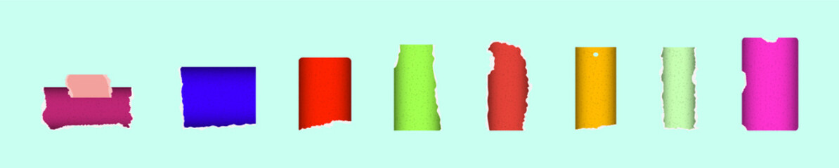 set of ripped paper cartoon icon design template with various models. vector illustration isolated on blue background