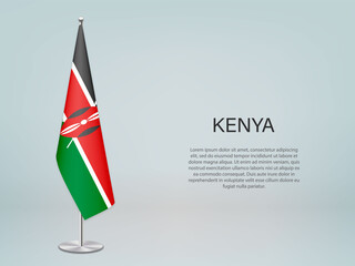 Kenya hanging flag on stand. Template forconference banner