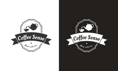 Coffee simple black and white cartoon logo
