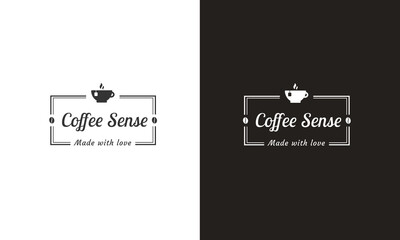 Coffee cartoon black and white logo