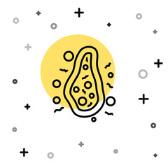 Black line Bacteria icon isolated on white background. Bacteria and germs, microorganism disease causing, cell cancer, microbe, virus, fungi. Random dynamic shapes. Vector.