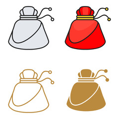 Red Chinese money bag with pattern and traditional ornament.