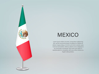 Mexico hanging flag on stand. Template forconference banner