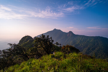 Fototapeta na wymiar beautiful landscape of the mountain range at sunrise