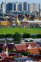 Temple roof and Wat Phra Kaew  Bangkok  Thailand