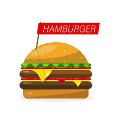 Hamburger Vctor Illustration Isolated on White Background