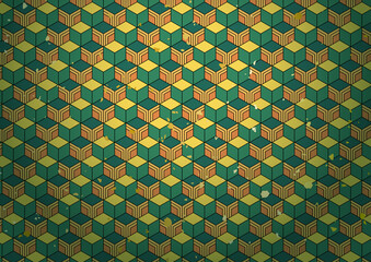 市松 亀甲 鱗 麻の葉和柄和紙背景素材 Wall Mural Rrice