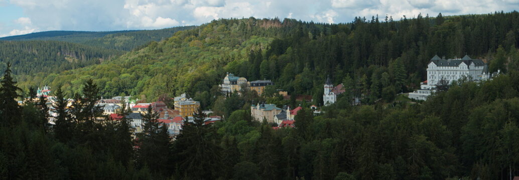View of Marianske Lazne from the lookout Hamelika,Plzen Region,Czech Republic,Europe
