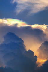 Iridescent Pileus Cloud and orange sky