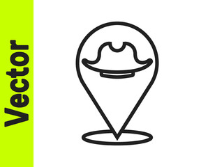 Black line Location pirate icon isolated on white background. Vector.